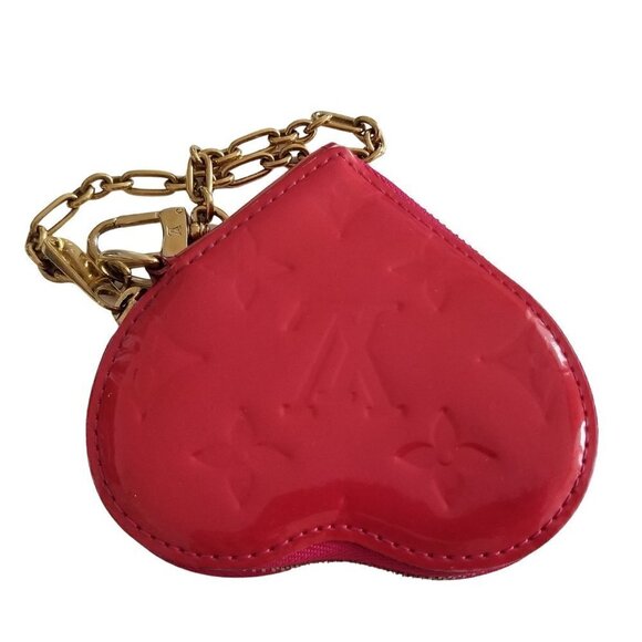 Louis Vuitton Red Patent Leather Heart Coin Purse Wristlet Limited Edition - Picture 4 of 11